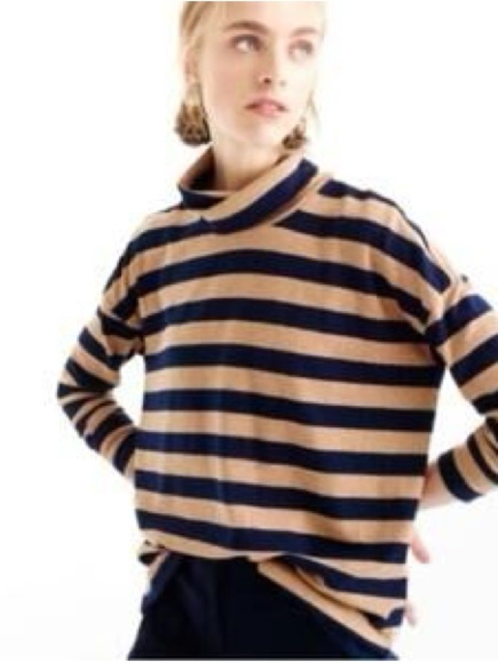 J.Crew Deck Striped Turtleneck | Navy / Camel | XS